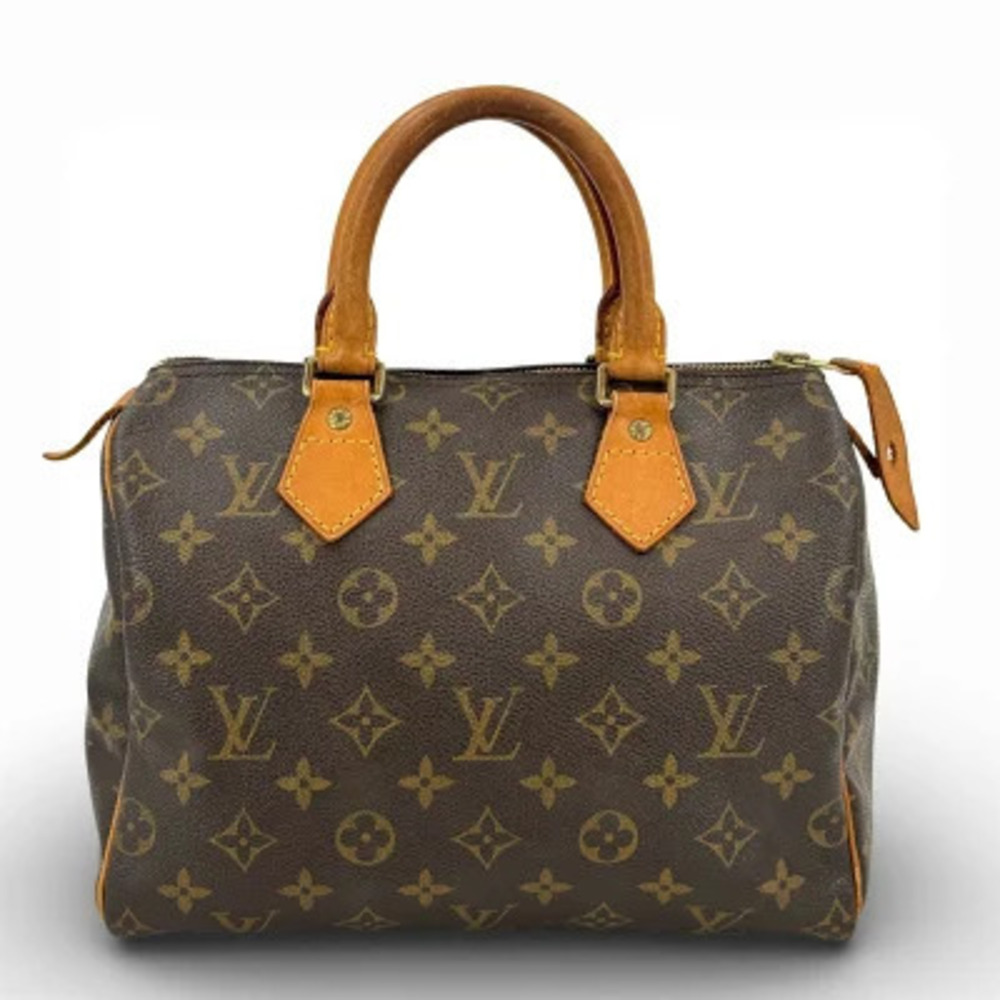 Louis Vuitton Monogram Speedy Top Handle Bag Canvas Leather Brown